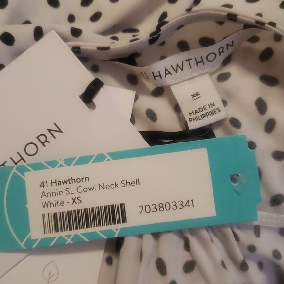 41 Hawthorn Annie SL Cowl Neck‎ Blouse Shell Polka Dot White and Black Size XS - Picture 3 of 4